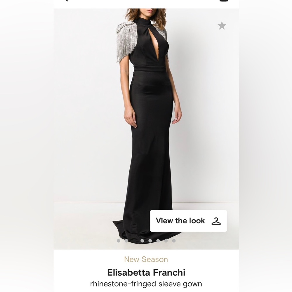 Elisabetta Franchi rhinestone-fringed sleeve gown